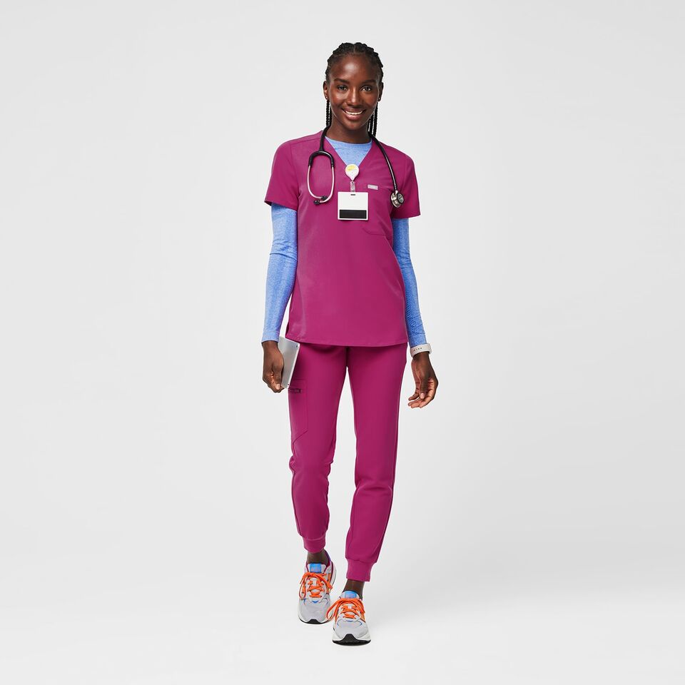 Women's Catarina OnePocket Scrub Top™ Raspberry Sorbet · FIGS