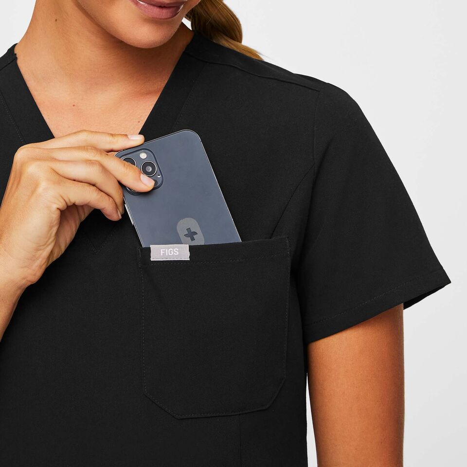 Women's Odesa Slim Scrub Top - Black · FIGS