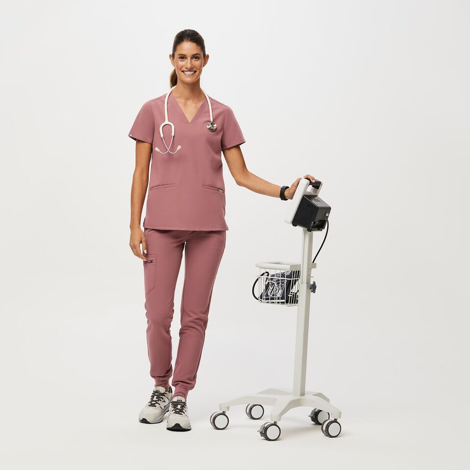 Women's Casma ThreePocket Scrub Top™ Mauve · FIGS