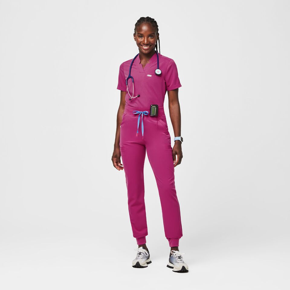 Raspberry scrub top tops