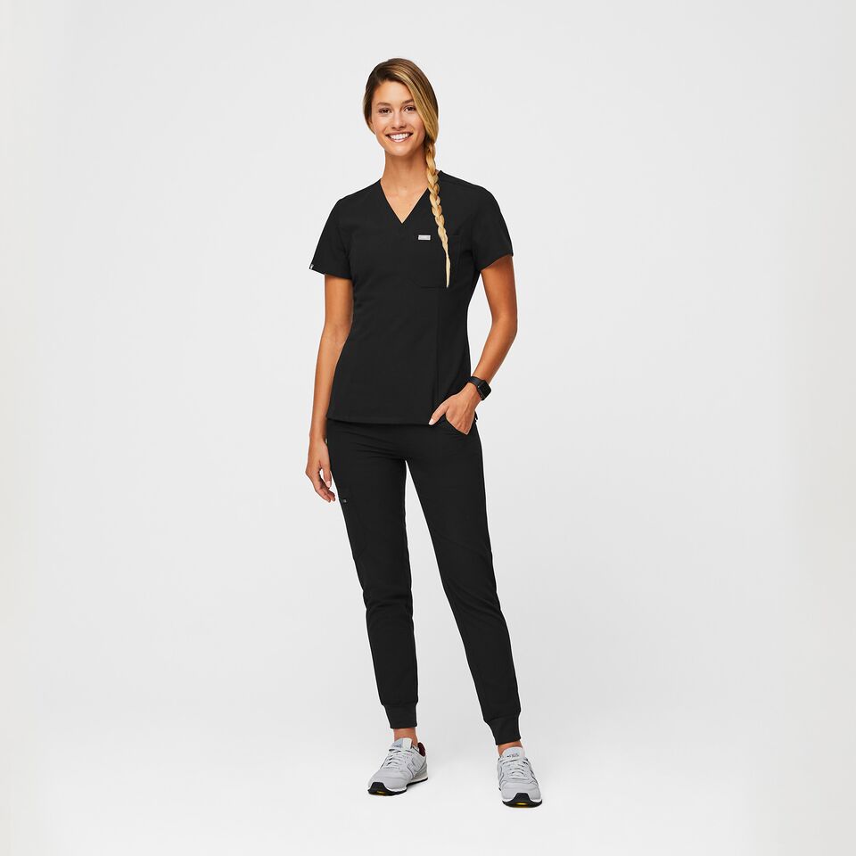 Women's Slim Catarina One-Pocket Scrub Top™ - Black · FIGS