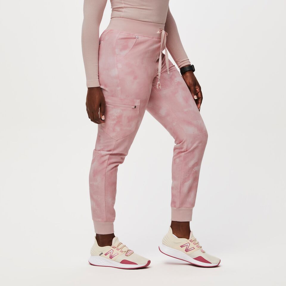 Women’s High Waisted Zamora Jogger Scrub Pants™ - Marbled Rose · FIGS