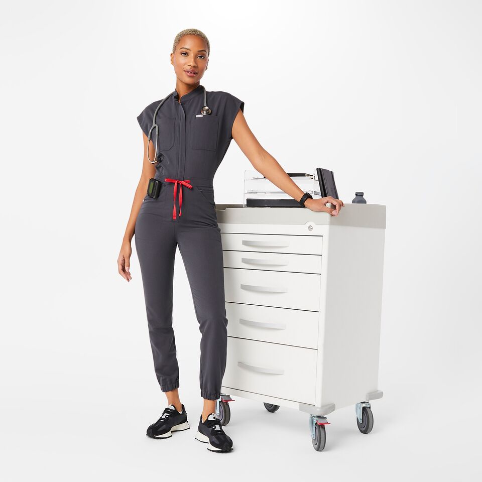 Women’s Rafaela Cargo ScrubJumpsuit™ Charcoal · FIGS