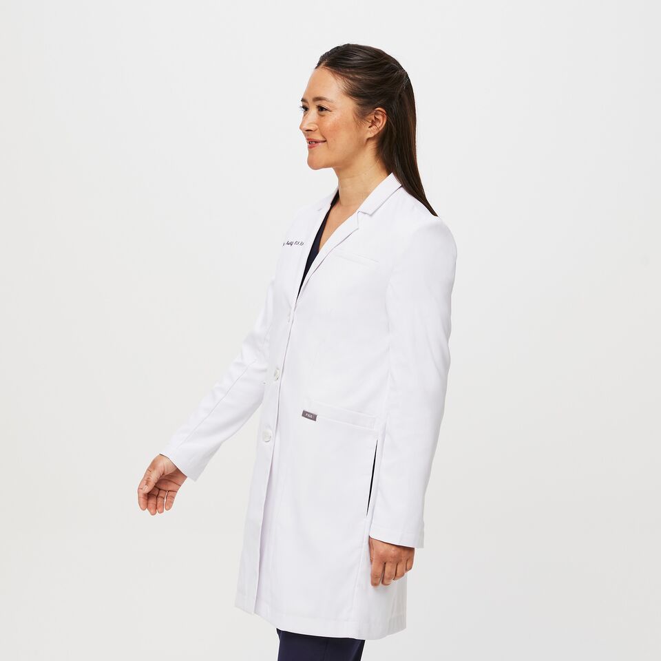 Women’s Bellevue Long Lab Coat - White · FIGS
