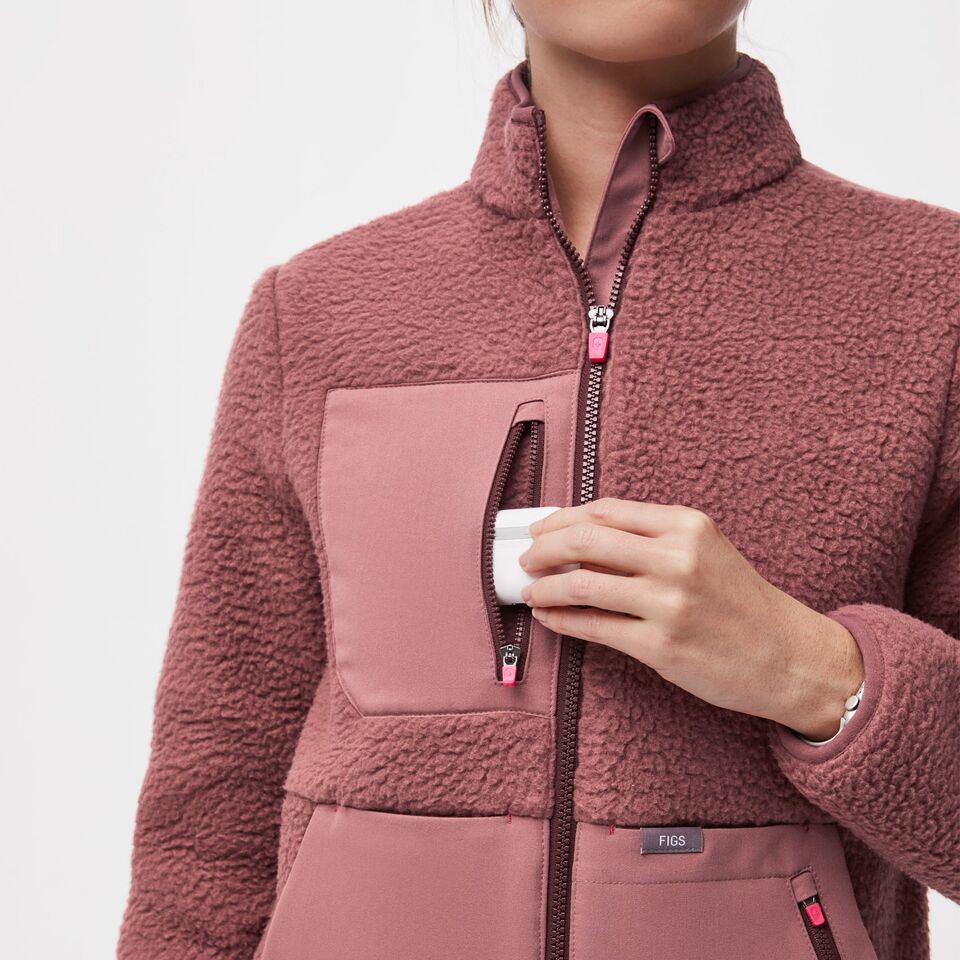 Women’s OnShift™ Sherpa Jacket Mauve · FIGS