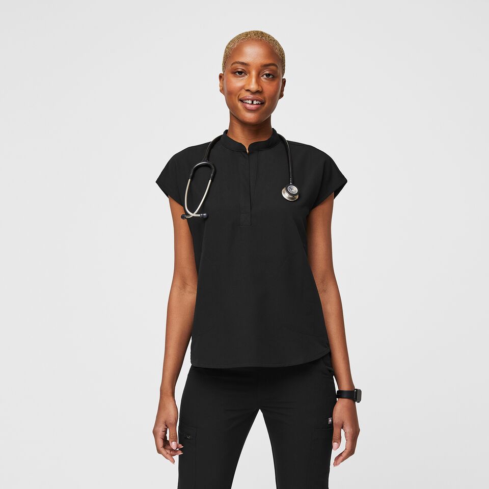 Women's Rafaela Oversized Scrub Top™ - Black · FIGS