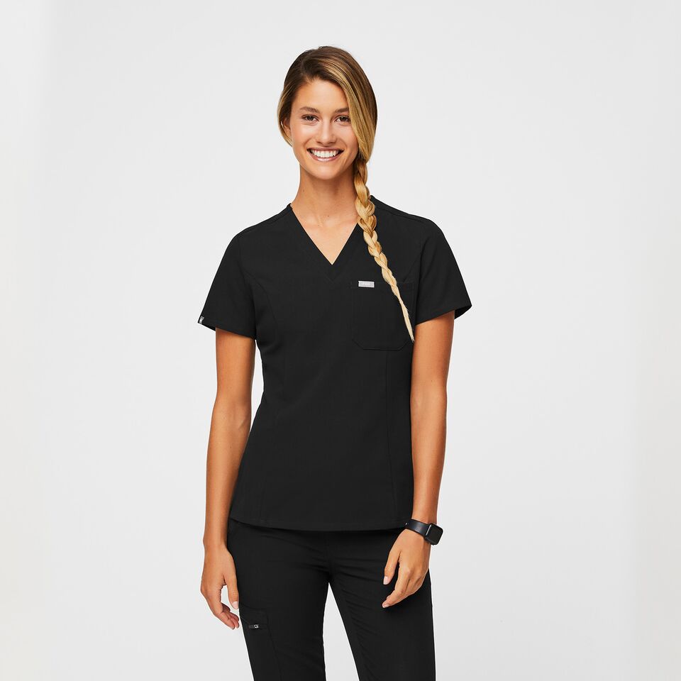 Women's Slim Catarina One-Pocket Scrub Top™ - Black · FIGS