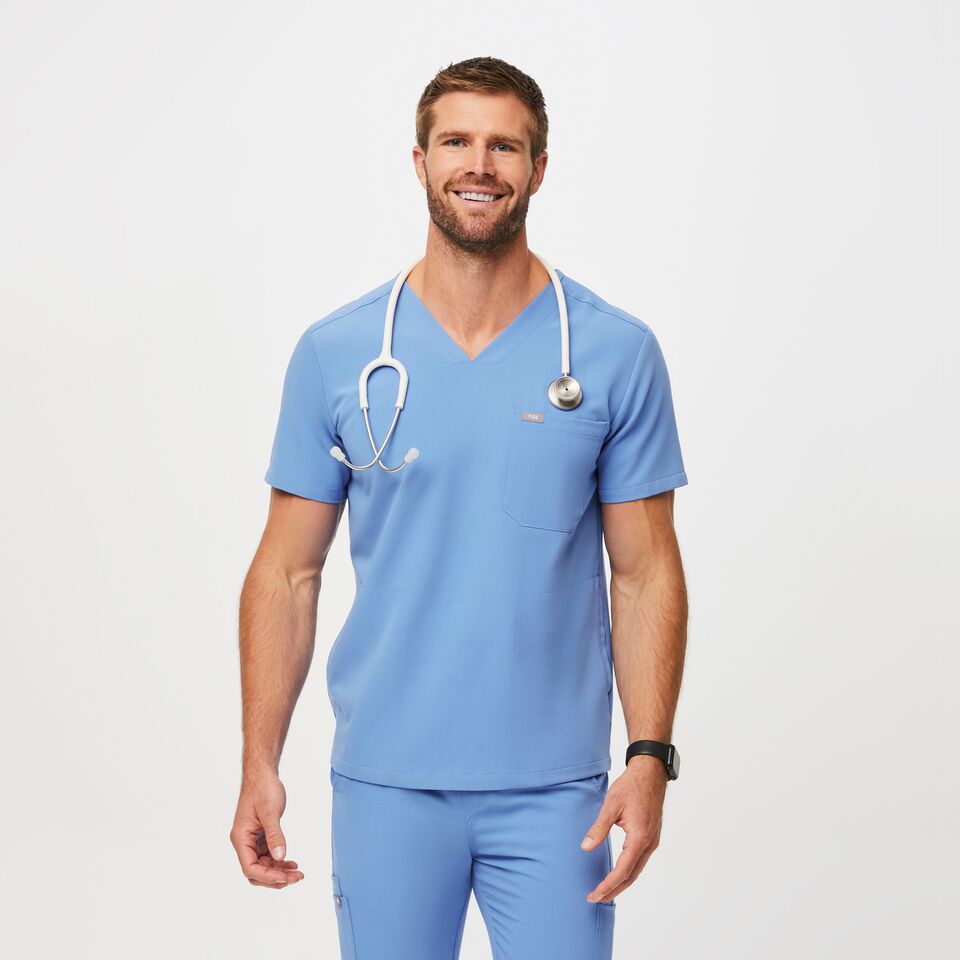 Men's Chisec Three-Pocket Scrub Top - Ceil Blue · FIGS