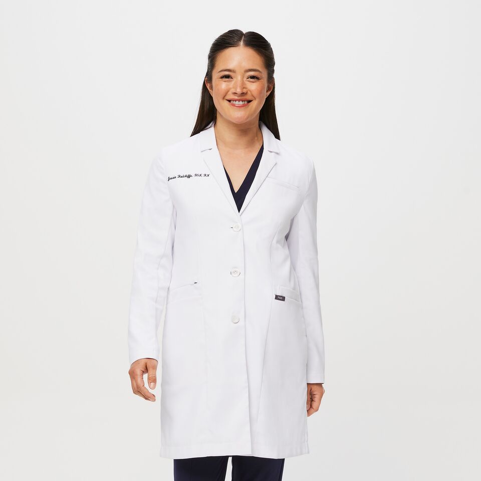 Women s Bellevue Long Lab Coat White FIGS