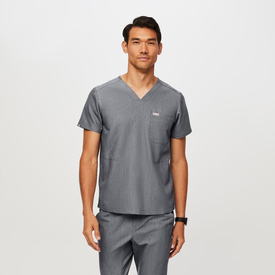 Men s Chisec Three Pocket Scrub Top Graphite FIGS