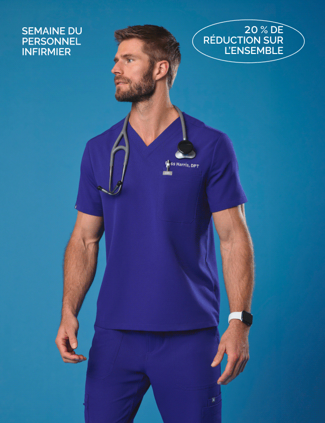 Un haut. Un pantalon. Un duo parfait pour la médecine. Achetez notre ensemble d’uniforme médical le plus vendu avec 20&nbsp;% de RÉDUCTION pendant la Semaine du personnel infirmier.