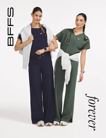 NEW Arua Cropped Scrub Tops meet best-selling wide leg scrub pants. “Obsessed” is an understatement.