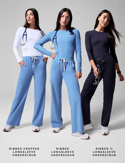 THE RIBBED CAPSULE COLLECTION. The Ribbed Underscrubs you know and love, now in ¾ sleeves, cropped fits, and more colors. 