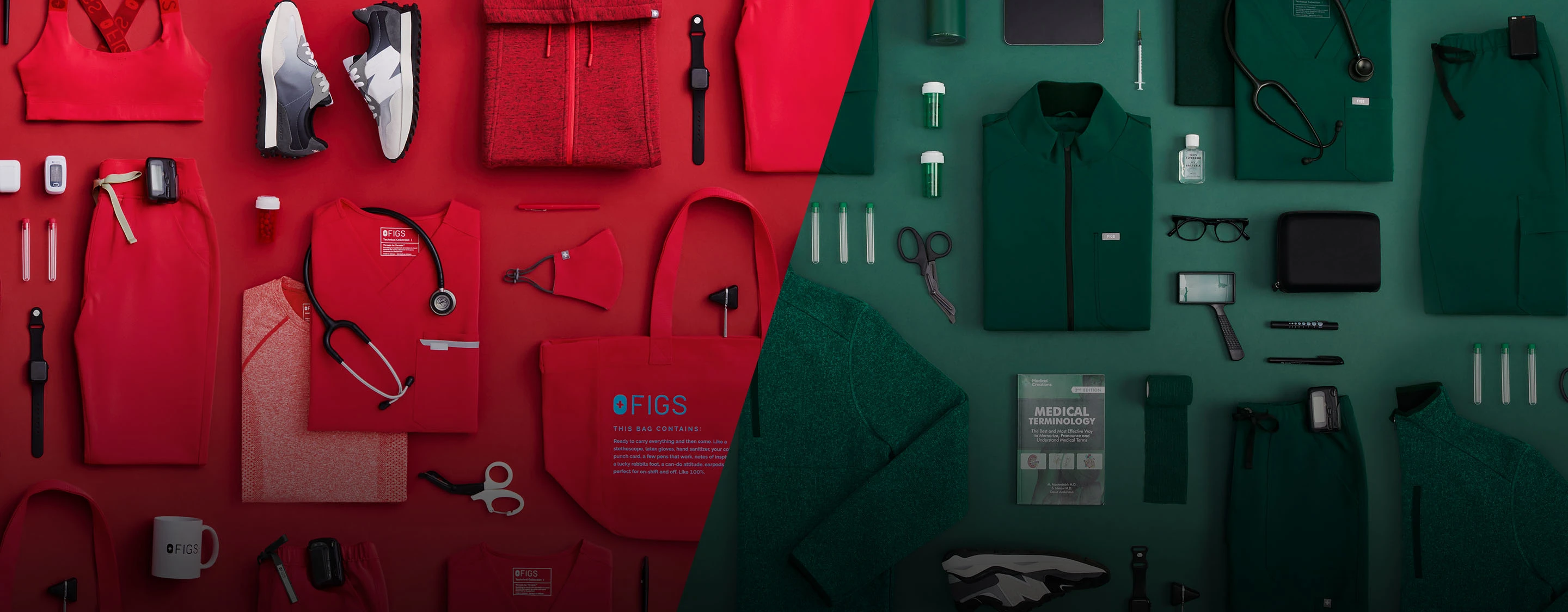 Neon Red + Forest Green