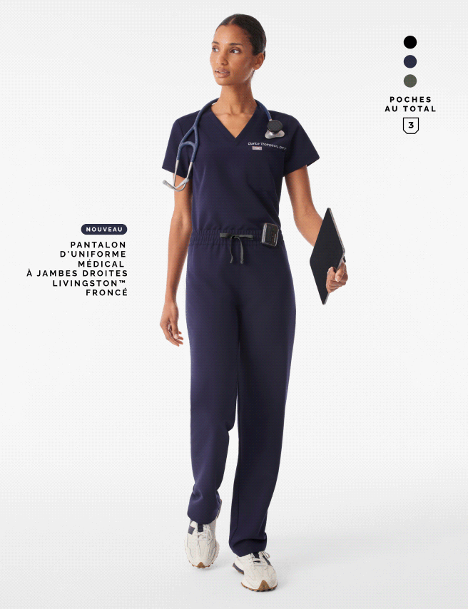 NOUVEAU Pantalon d'uniforme médical à jambes droites Livingston™ froncé