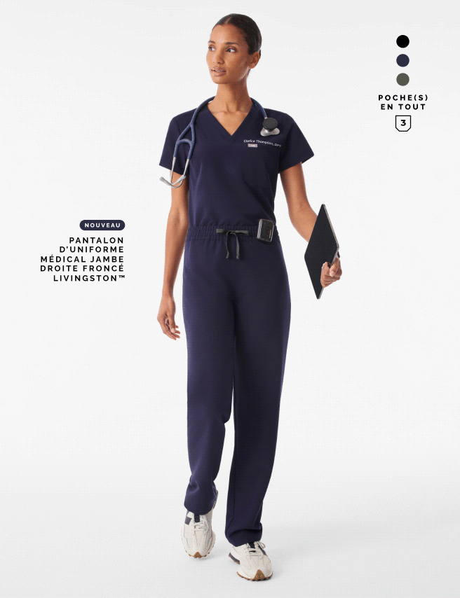 NOUVEAU Pantalon d’uniforme médical Froncé Jambe droite Livingston™
