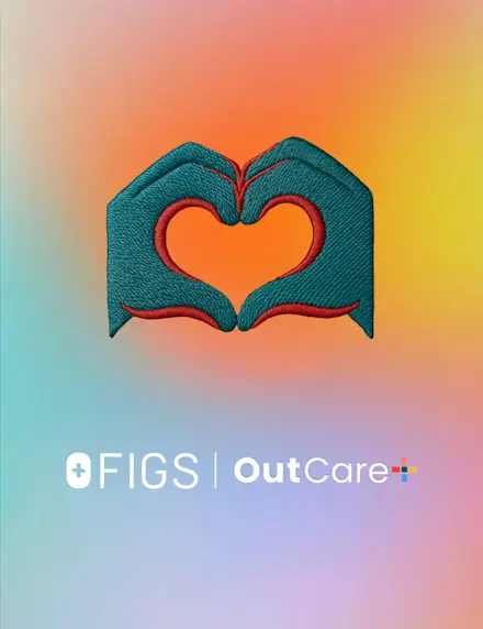 WEAR YOUR HEART ON YOUR SLEEVE. This month only—when you personalize your FIGS with a limited-edition Pride Icon—100% of the purchase price goes to OutCare Health.