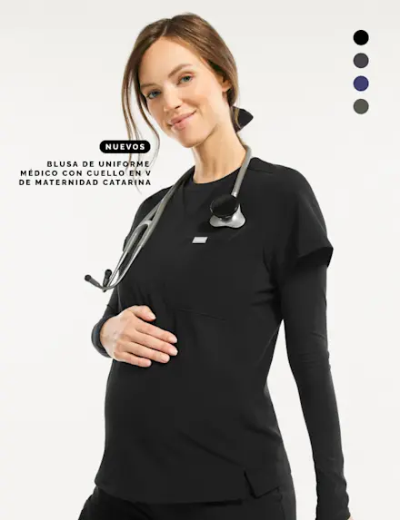 Blusa de uniforme médico de maternidad con cuello en V Catarina