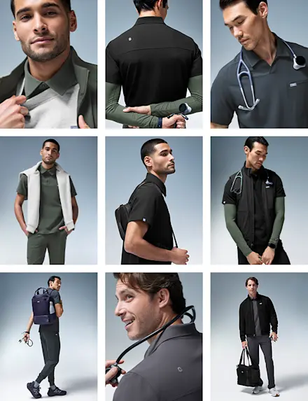 Max Style. Minimal Fuss. Pair the Brey Jogger Scrub Pants with any of our polos—including the NEW Eugene Polo Scrub Top.