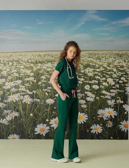 High Waisted Kimberley Slim Flare Scrub Pants