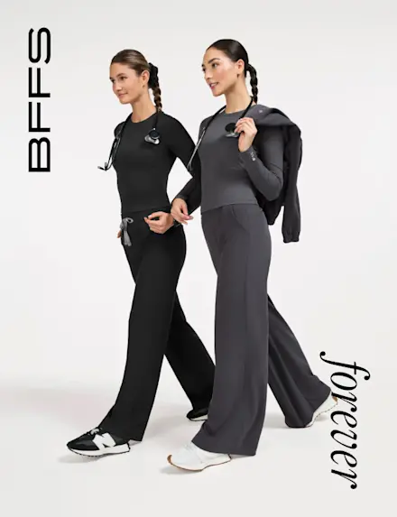 NEW Arua Cropped Scrub Tops + Wide Leg Scrub Pants. Duos of iconic proportions.