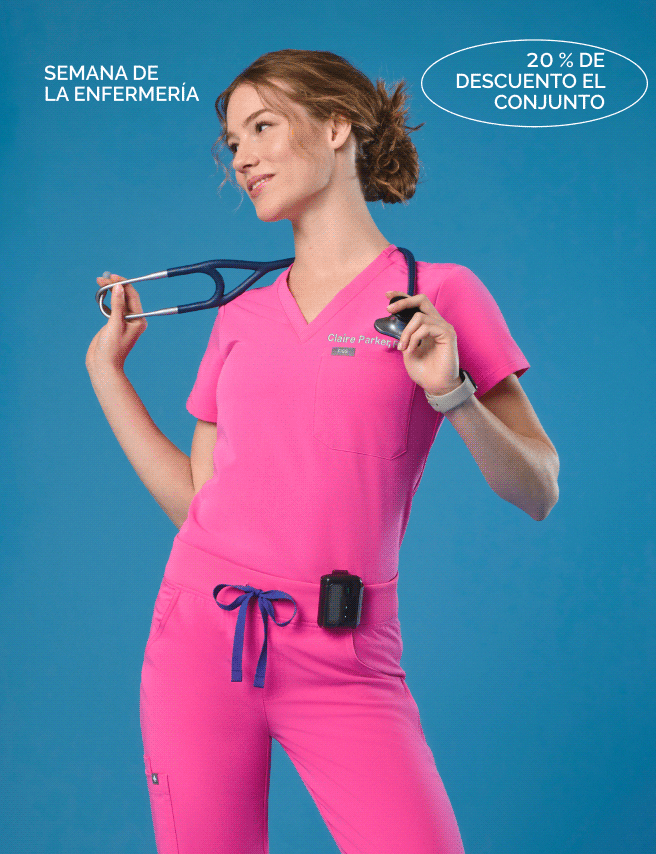 Una casaca. Un pantalón. Una combinación perfecta en medicina. Obtén nuestro conjunto de uniforme médico más vendido con 20&nbsp;% de DESCUENTO durante la Semana de la Enfermería.