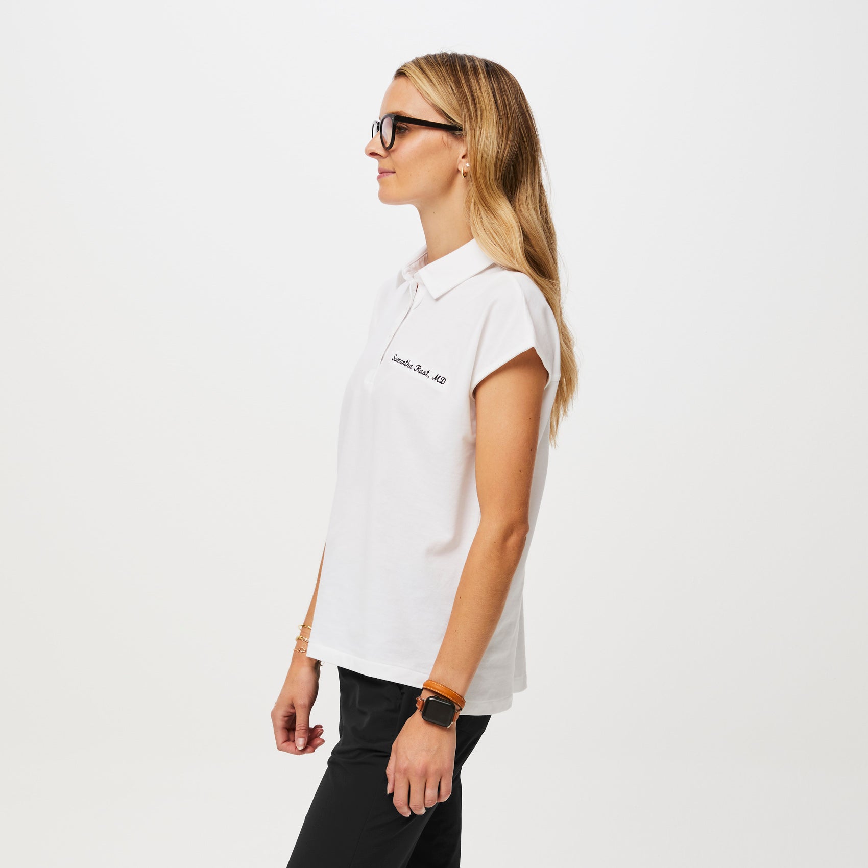 Women’s FIGSPRO Pique Drop Shoulder Polo™ White