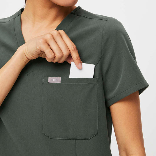 Women’s Slim Catarina™ OnePocket Scrub Top Moss · FIGS