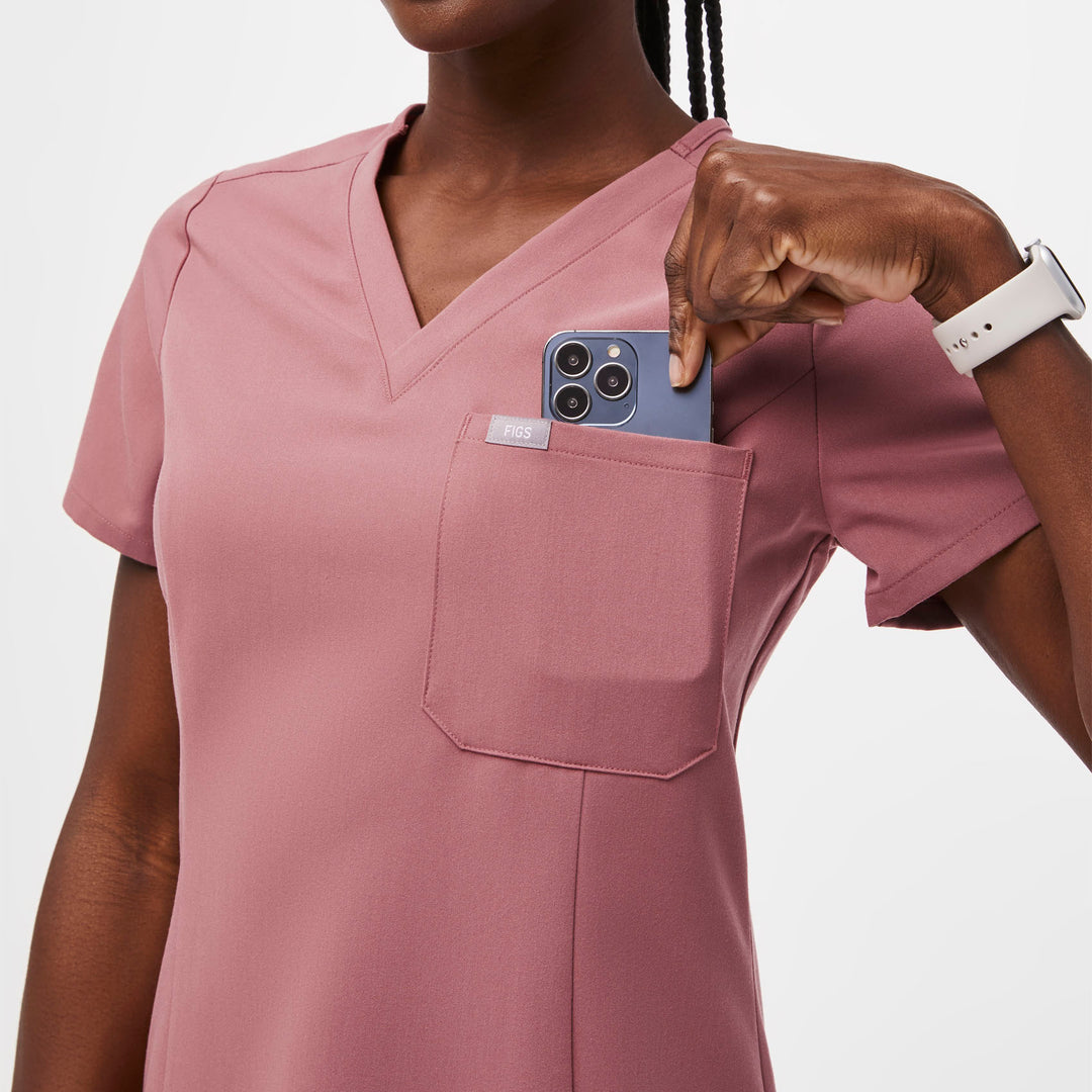 Women’s Slim Catarina OnePocket Scrub Top™ Mauve · FIGS