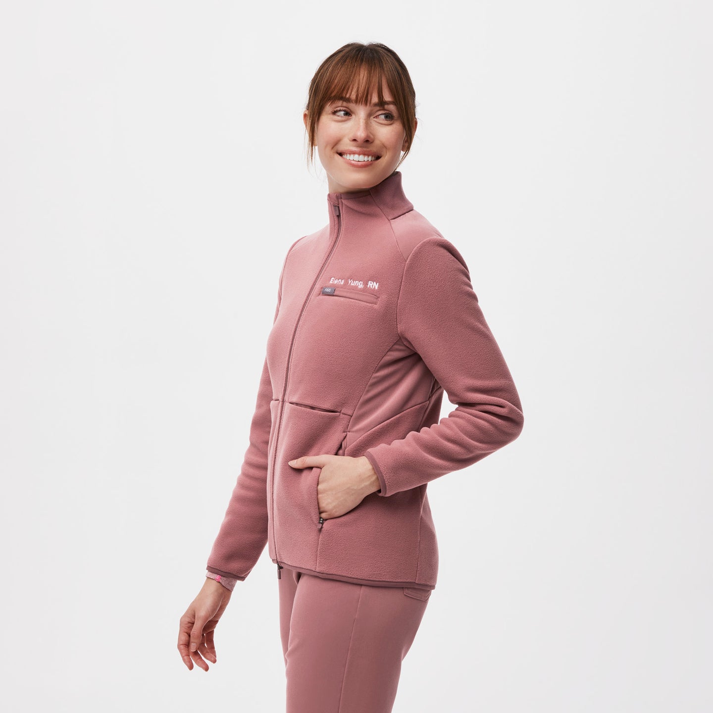 Simclan Oversize Fleece Zip Down Jacket Mauve