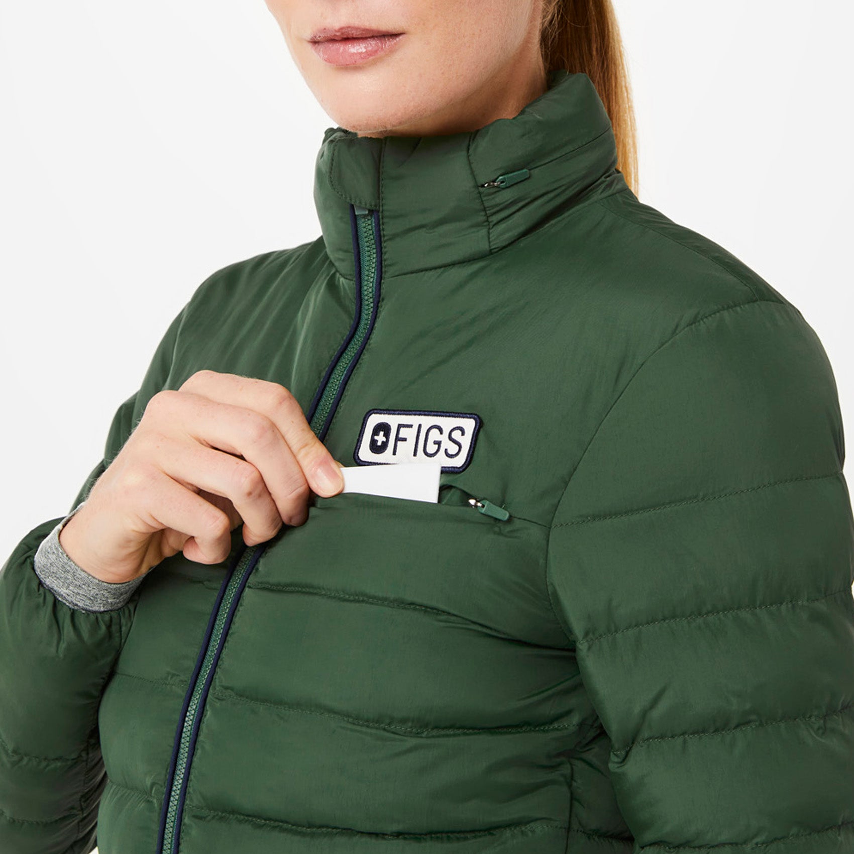 Racing green padded jacket shop