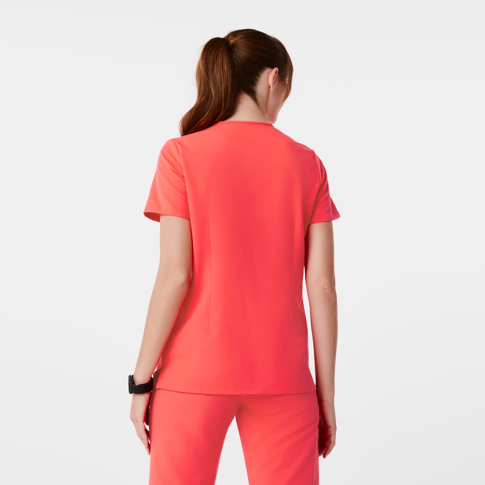 Women's Casma ThreePocket Scrub Top™ Fiery Coral · FIGS