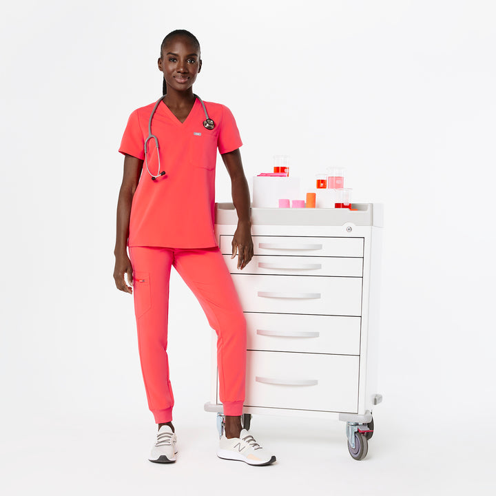 Women's Catarina OnePocket Scrub Top™ Fiery Coral · FIGS