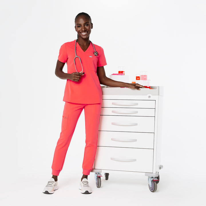Women's Catarina OnePocket Scrub Top™ Fiery Coral · FIGS