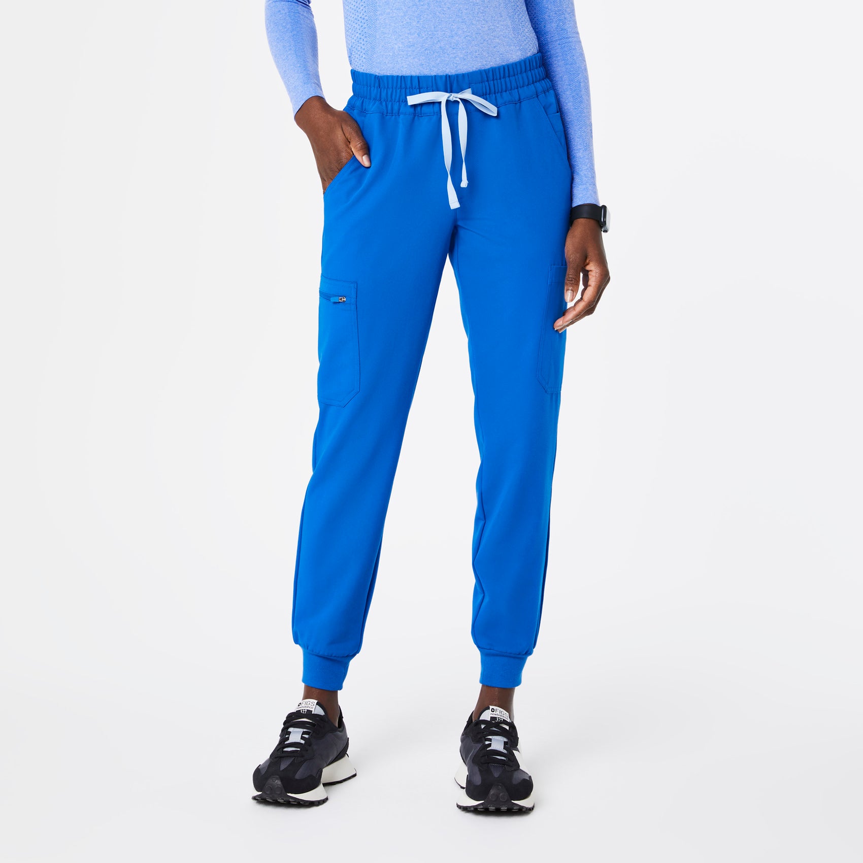 Pantalón deportivo de uniforme médico relajado Uman para mujer - Azul real  · FIGS
