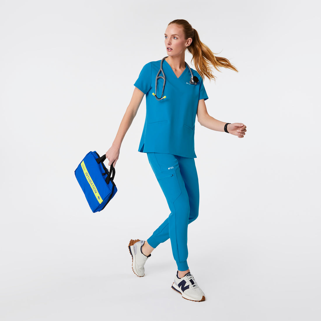 Blue Trio Tuscan Scrub Top