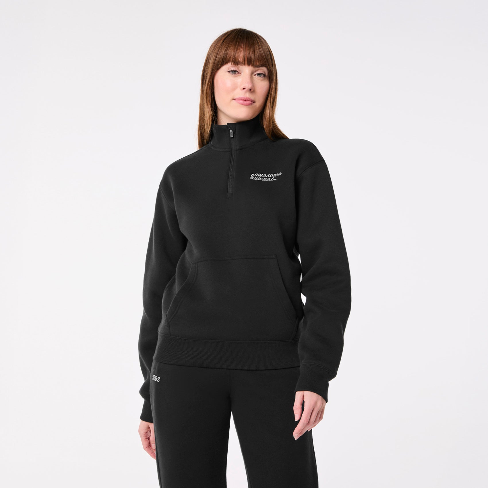 Women's Off-Shift FIGS Logo ¼ Zip Sweatshirt™ - Black Women's Off-Shift FIGS Logo ¼ Zip Sweatshirt™ - Black