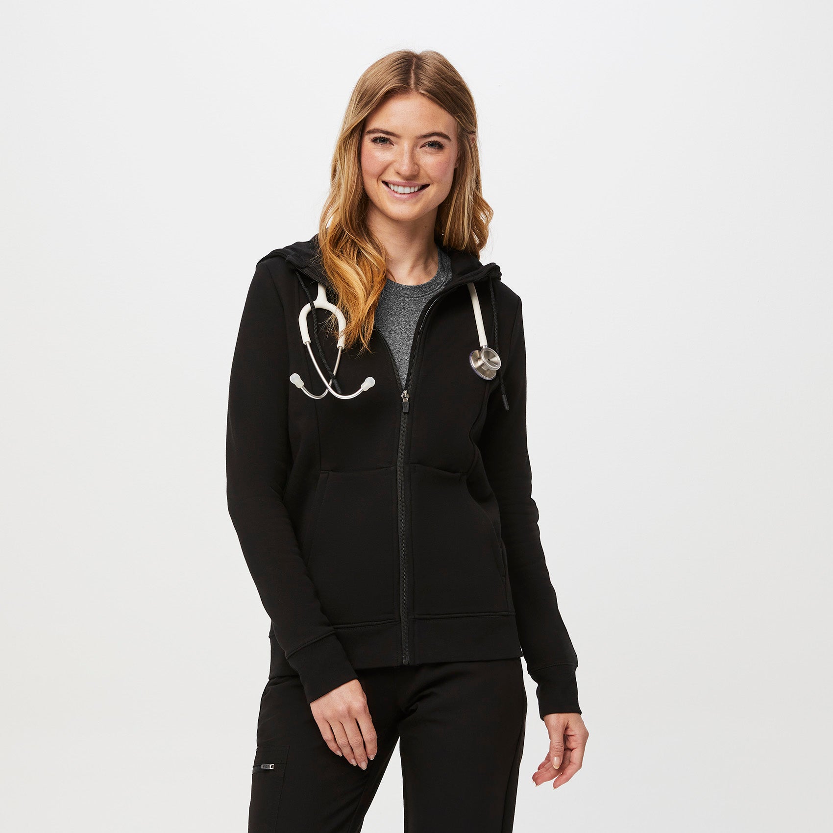 Womens black full on sale zip hoodie