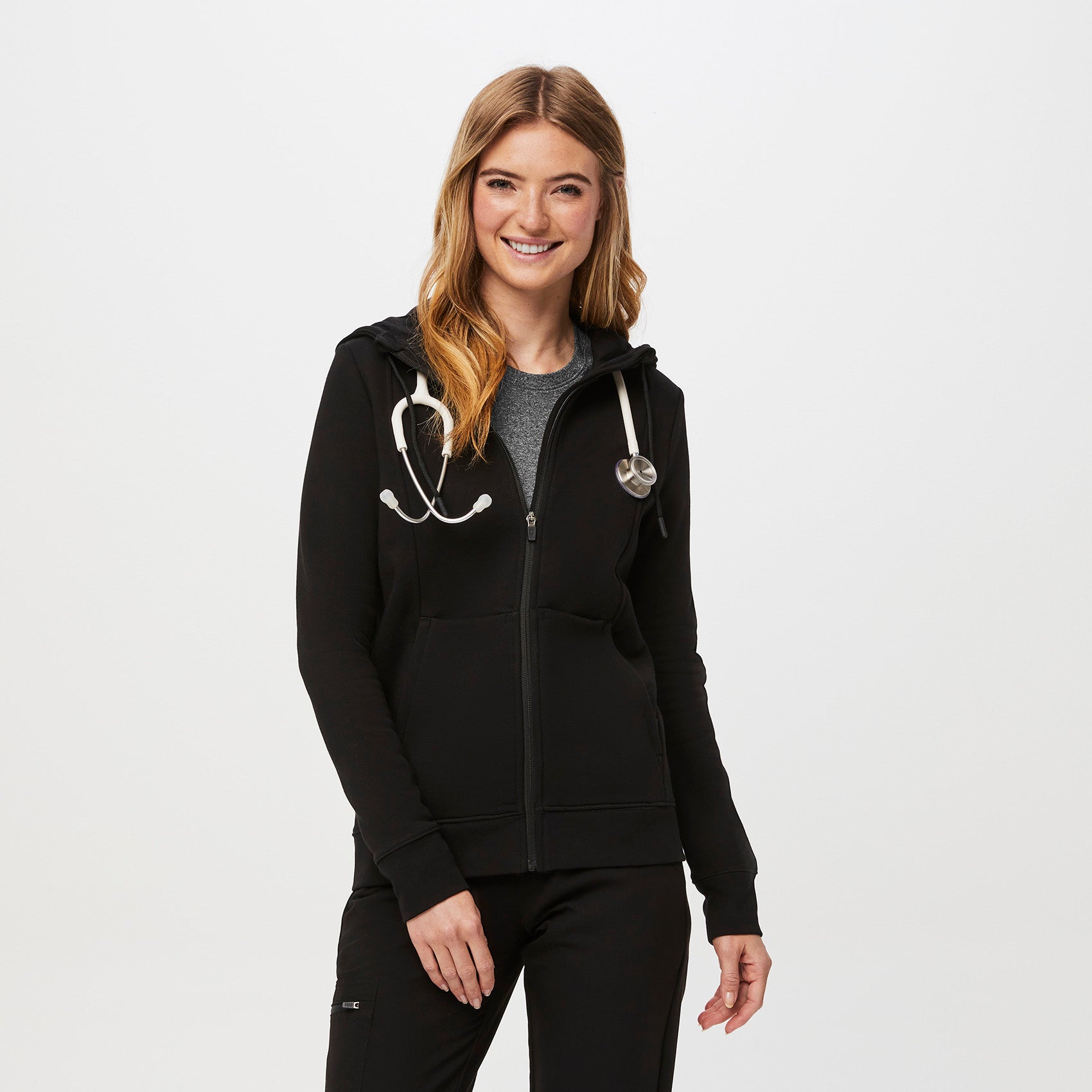 On-Shift Full Zip Hoodie™ - Black · FIGS