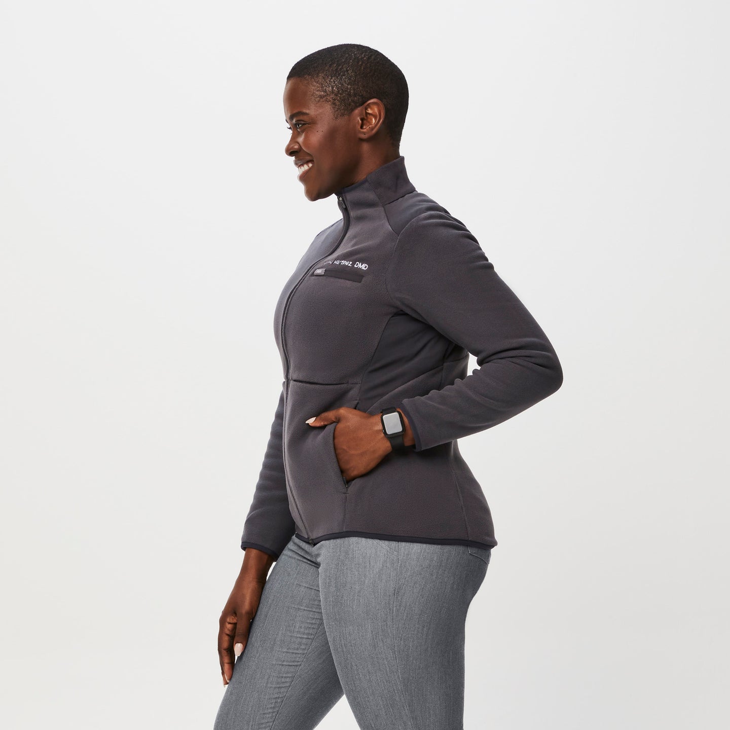 Women's OnShift Fleece Jacket™ Deep Charcoal · FIGS