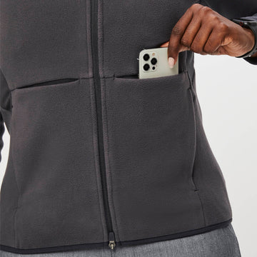 Women's On-Shift™ Fleece Jacket - Deep Charcoal · FIGS