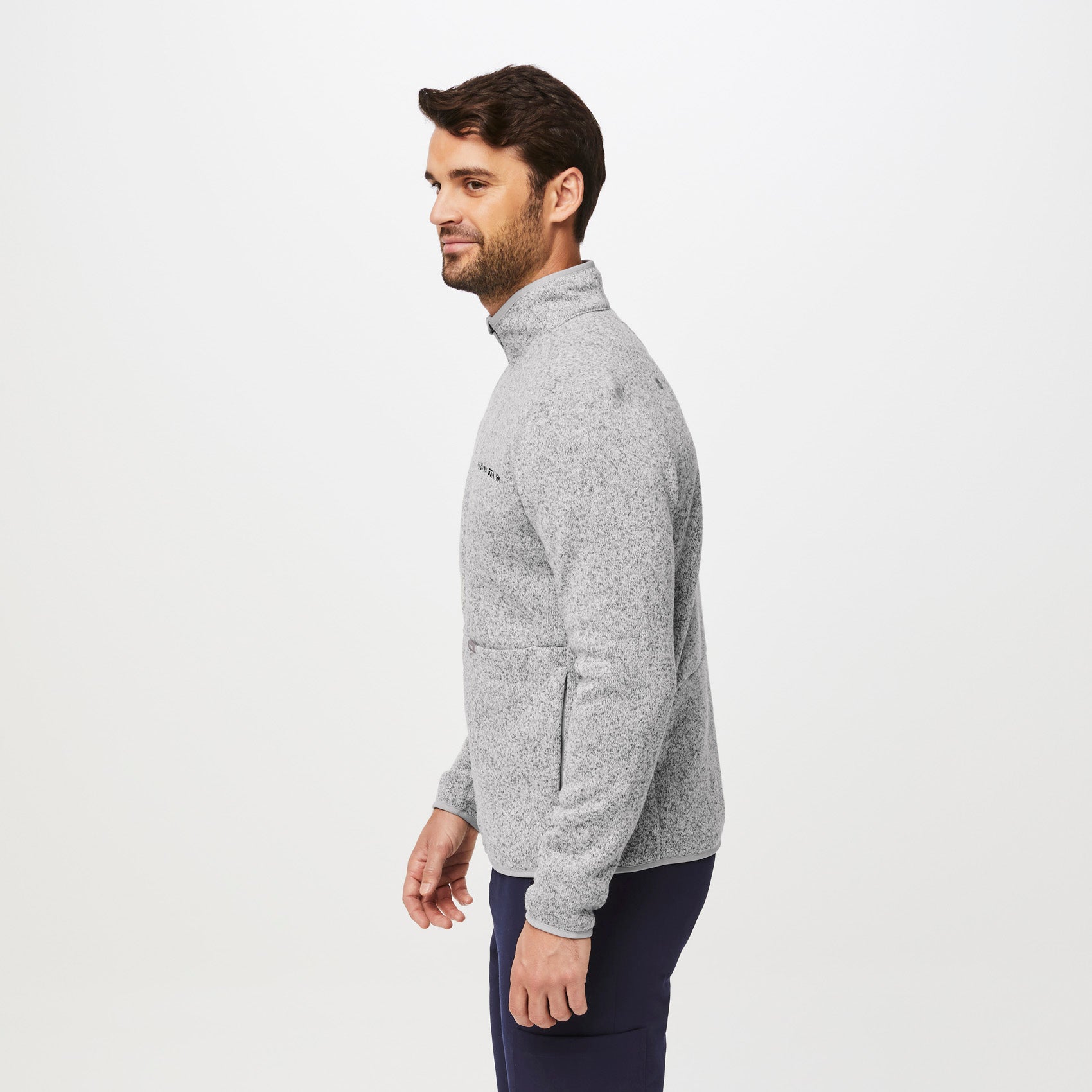 Men’s OnShift Sweater Knit Jacket™ Heather Light Grey · FIGS