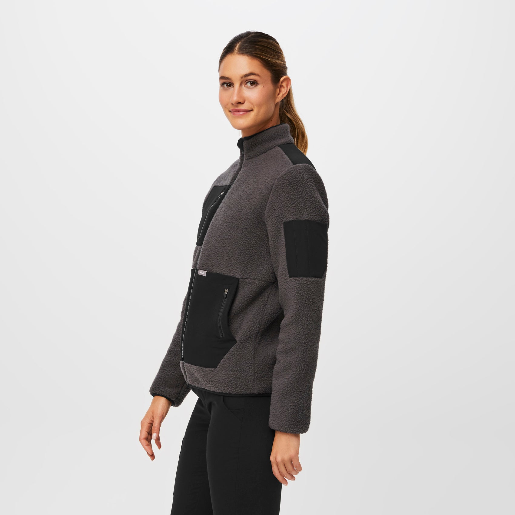 Women’s OnShift Sherpa Jacket™ Dark Charcoal · FIGS