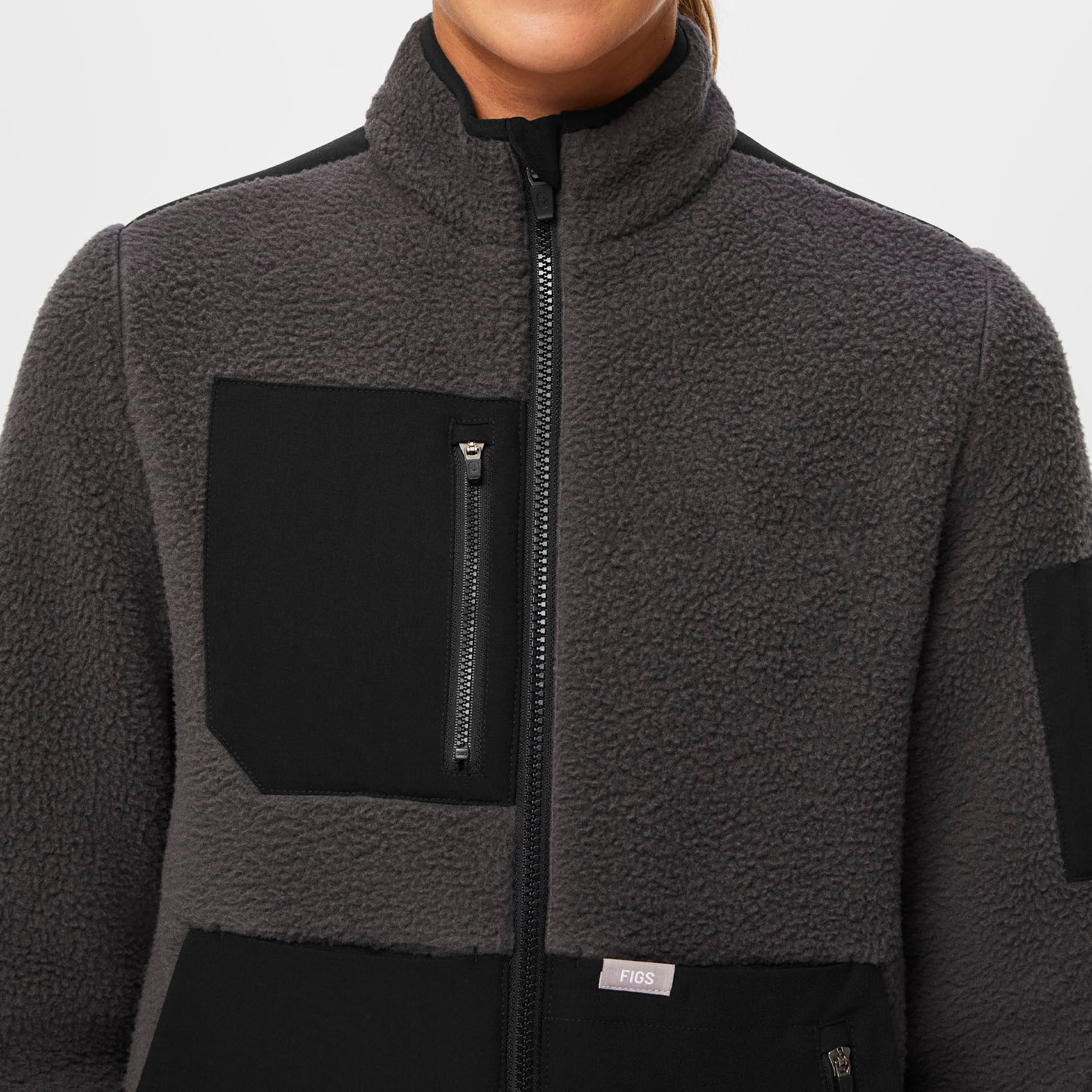 Women’s OnShift Sherpa Jacket™ Dark Charcoal · FIGS