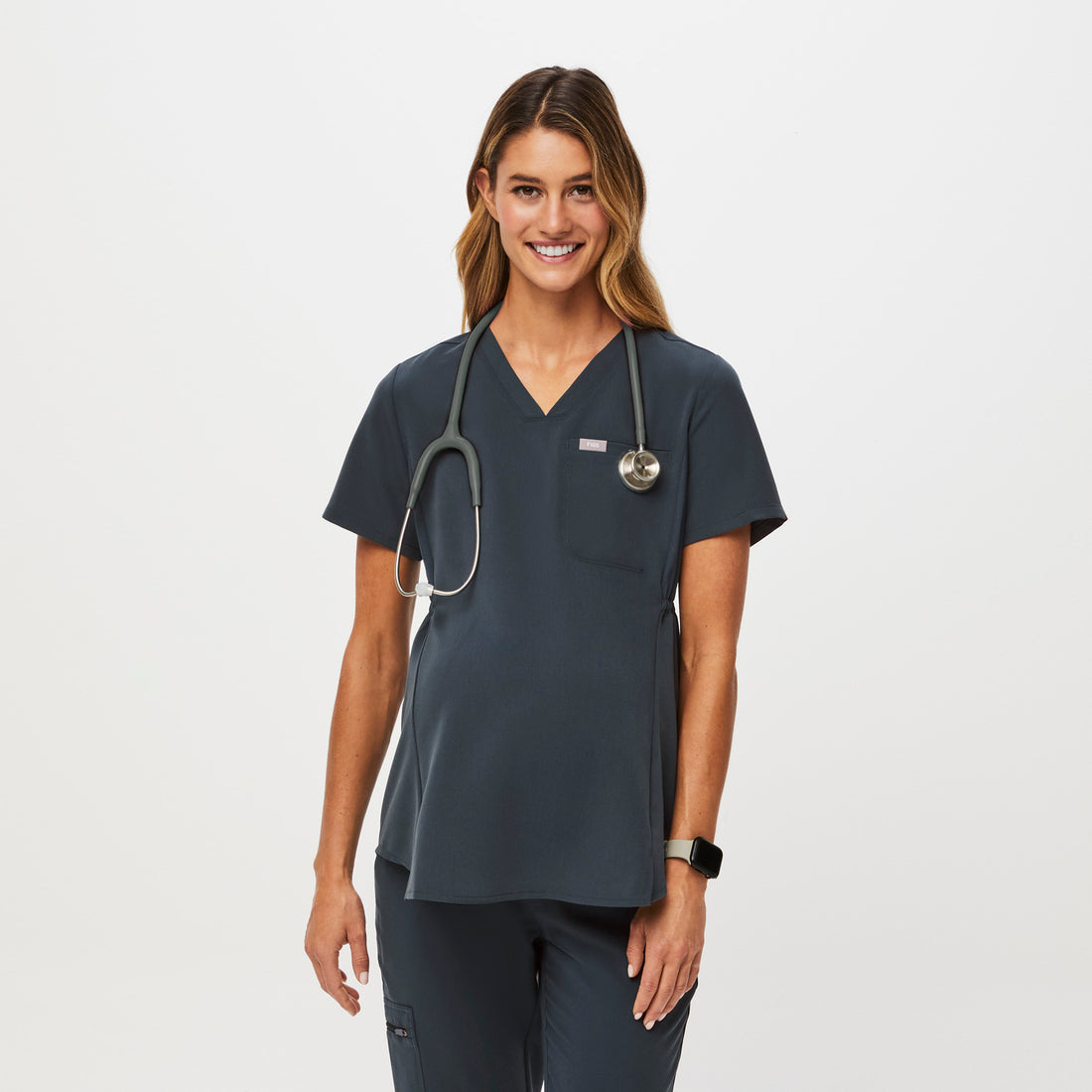Women’s Octavia Maternity Scrub Top - Dark Harbor · FIGS