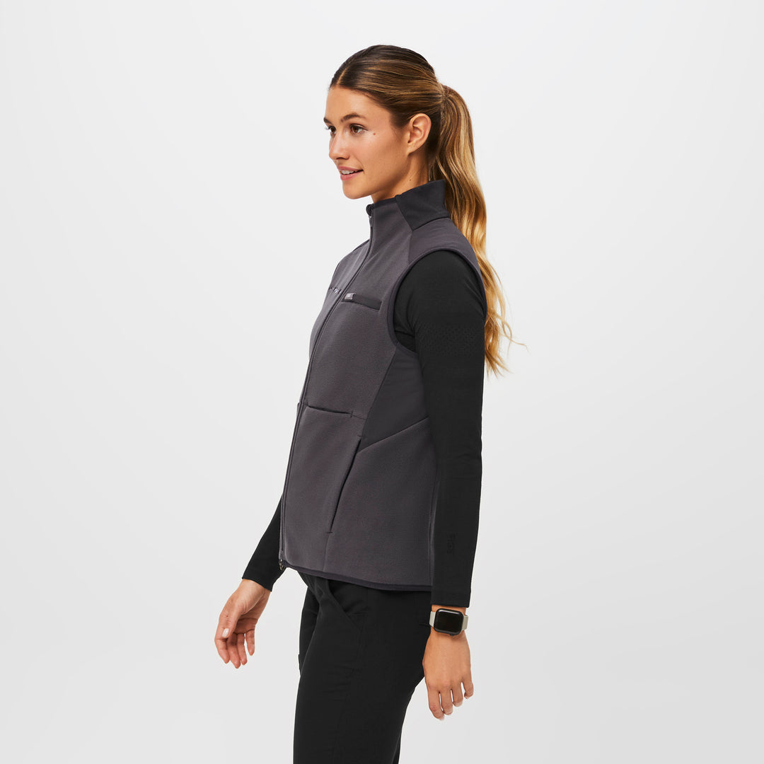 Women's OnShift™ Fleece Vest Deep Charcoal · FIGS
