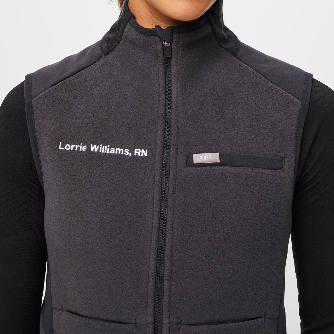 Women's OnShift™ Fleece Vest Deep Charcoal · FIGS