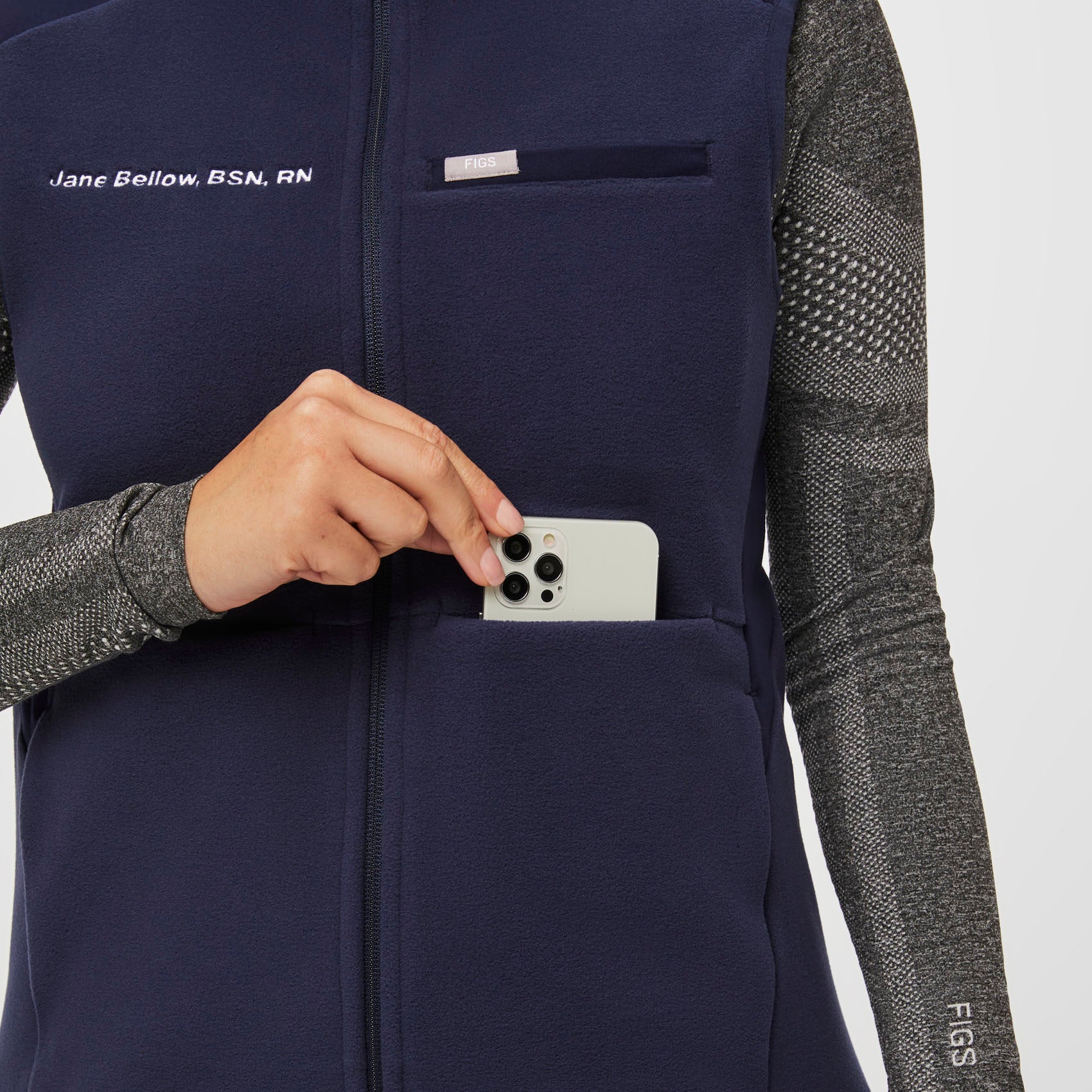 Women's OnShift Fleece Vest™ Navy · FIGS