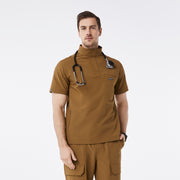 Casaca de uniforme médico indestructible con cuello alto para hombre