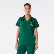 Blusa de uniforme médico con tres bolsillos para mujer